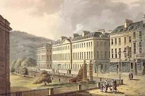 North Parade from Bath Illustrated by a Series of Views Oil Painting by John Claude Nattes