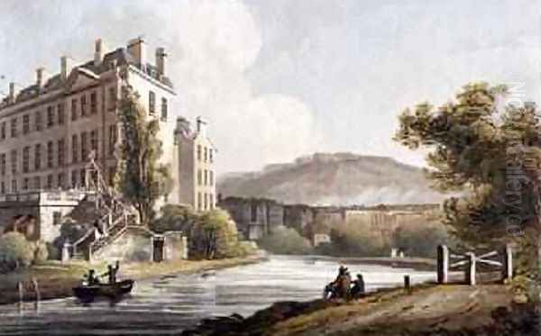 South Parade from Bath Illustrated by a Series of Views Oil Painting by John Claude Nattes