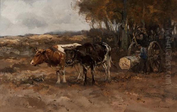 The Transport Of A Tree Trunk Oil Painting by Willem George Fred. Jansen