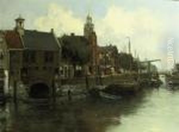 The Aelbrechtskolk In Delfshaven, Rotterdam Oil Painting by Willem George Fred. Jansen