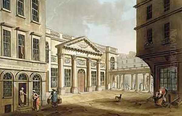 The Pump Room from Bath Illustrated by a Series of Views Oil Painting by John Claude Nattes