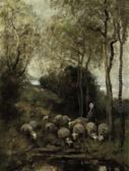 The Shepherdess Oil Painting by Willem George Fred. Jansen