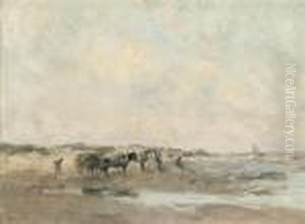 Shell Fishers Oil Painting by Willem George Fred. Jansen