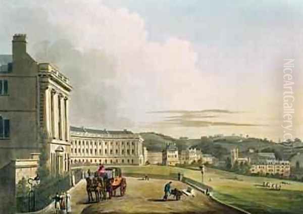 The Crescent from Bath Illustrated by a Series of Views Oil Painting by John Claude Nattes