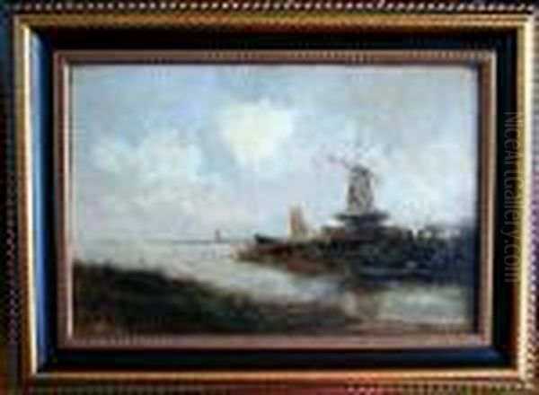 Man In Boat Oil Painting by Willem George Fred. Jansen