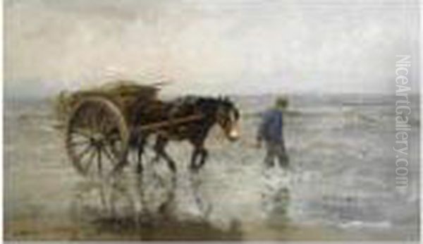 A Shell Fisher In The Breakers Oil Painting by Willem George Fred. Jansen