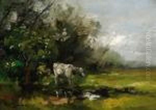 A Cow Near A Pond by Willem George Fred. Jansen