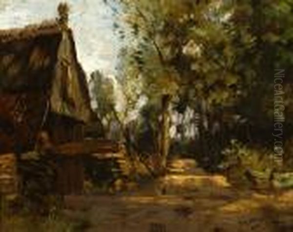 Sandy Path By Afarm Oil Painting by Willem George Fred. Jansen