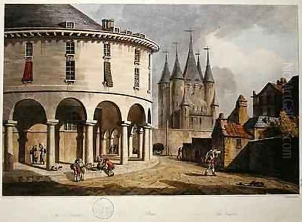 View of the Donjon and La Rotonde at the Temple Paris 1808 Oil Painting by John Claude Nattes