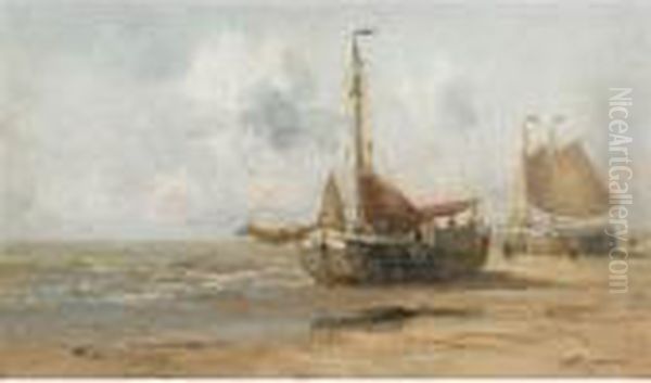 Unloading The Catch Oil Painting by Willem George Fred. Jansen