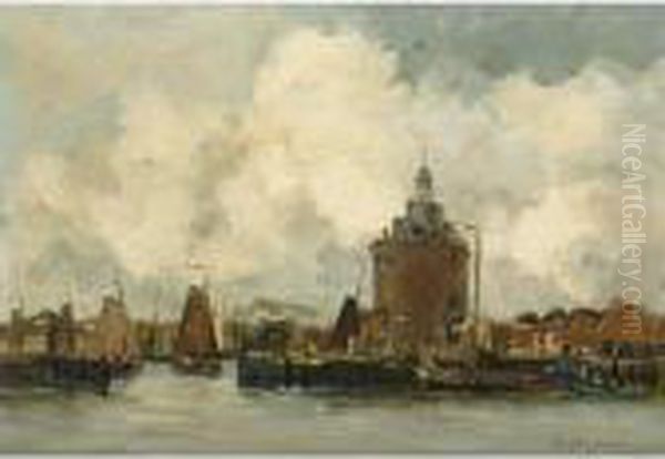 View Of The Dromedaris, Enkhuizen Oil Painting by Willem George Fred. Jansen