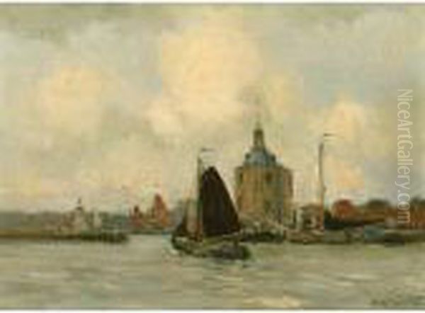 A View Of The Dromedaris, Enkhuizen, As Seen From The Ijsselmeer by Willem George Fred. Jansen