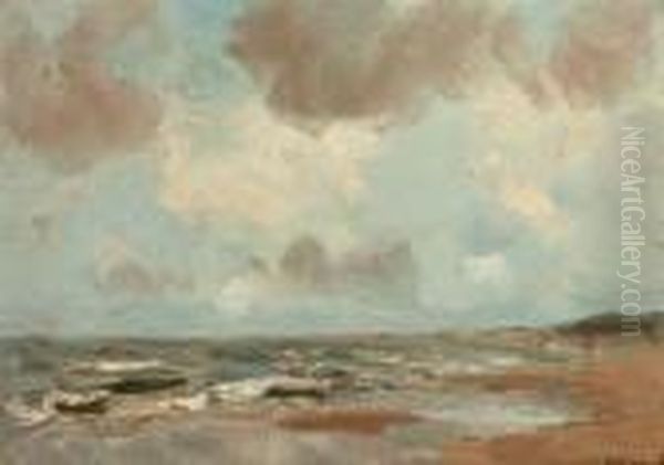 On The Beach Oil Painting by Willem George Fred. Jansen