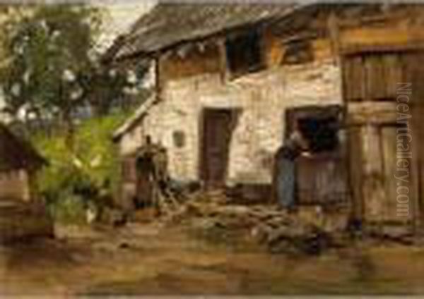 The Farmwork Oil Painting by Willem George Fred. Jansen