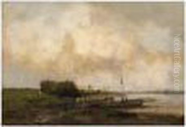 'bij De Rivier' Oil Painting by Willem George Fred. Jansen