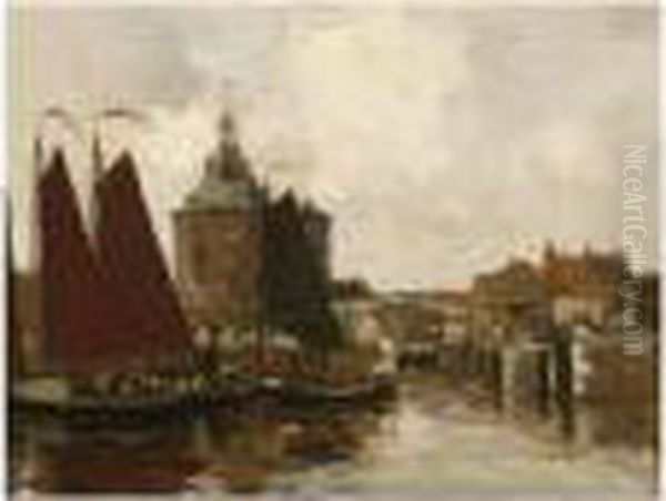 A View Of The Drommedaris, Enkhuizen Oil Painting by Willem George Fred. Jansen