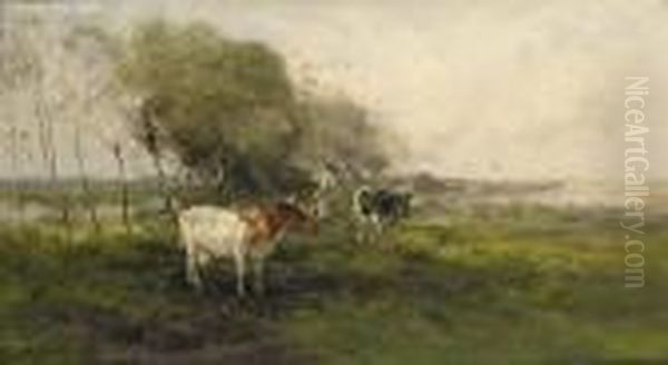 Milking Time Oil Painting by Willem George Fred. Jansen