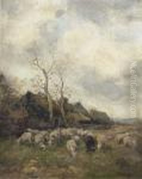 Tending To The Sheep Oil Painting by Willem George Fred. Jansen