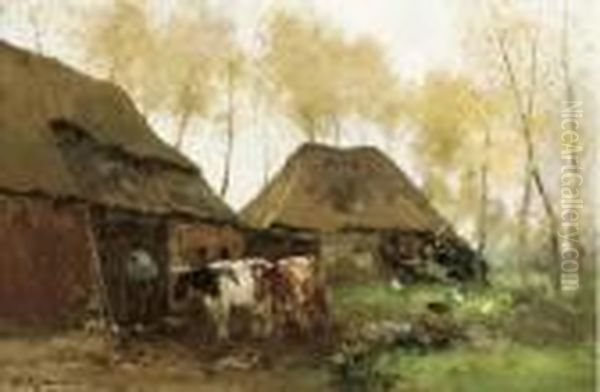 Achter De Boederij Oil Painting by Willem George Fred. Jansen