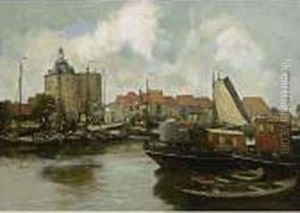 The Harbour Of Enkhuizen With The Drommedaris Oil Painting by Willem George Fred. Jansen