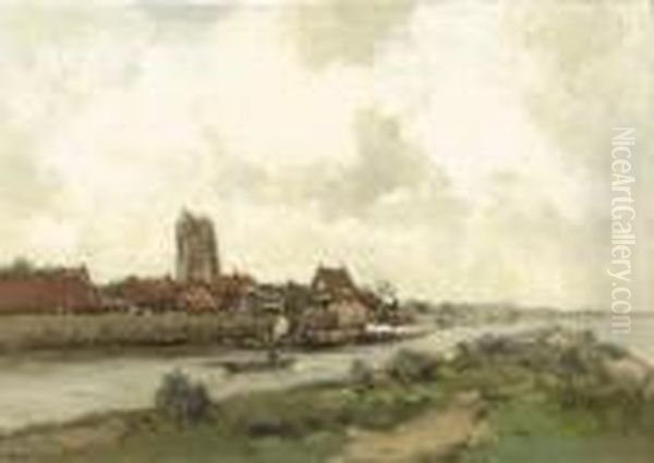 A View Of Woudrichem Oil Painting by Willem George Fred. Jansen