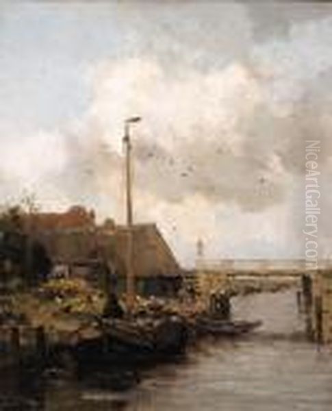 Aan De Wal Oil Painting by Willem George Fred. Jansen