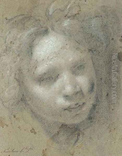 Head of a child, looking down to the right Oil Painting by Carlo Francesco Nuvolone