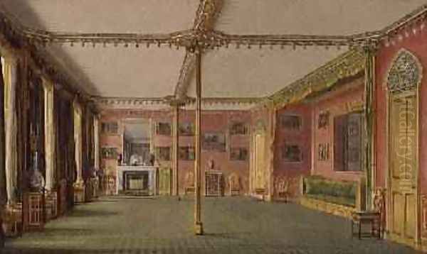 The Red Drawing Room from Views of the Royal Pavilion Oil Painting by John Nash