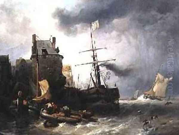 The Storm at Dunkirk Oil Painting by Wijnandus Johannes Josephus Nuyen