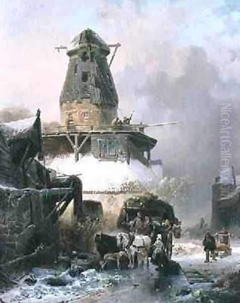 The Old Mill 1838 Oil Painting by Wijnandus Johannes Josephus Nuyen