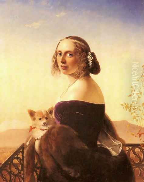 Portrait of Lady Barrett of Belhus Oil Painting by Timoleon Carl von Neff