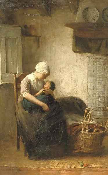 Motherly love Oil Painting by Albert Neuhuys