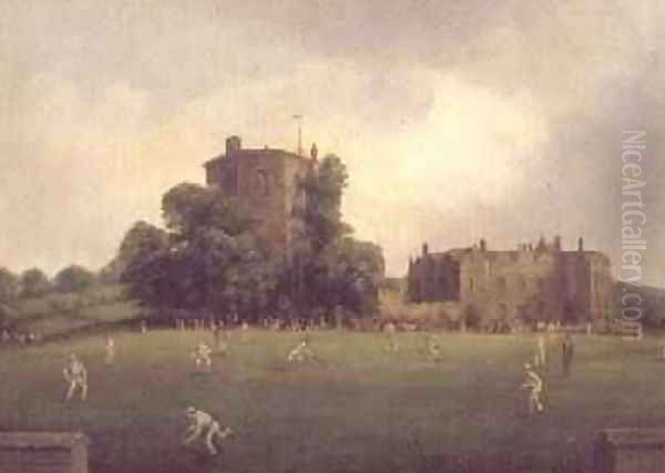 First Australian team to visit England to play a single innings cricket match against Willshers Gentlemen at Chilham Castle Kent August 1878 Oil Painting by William Andrews Nesfield