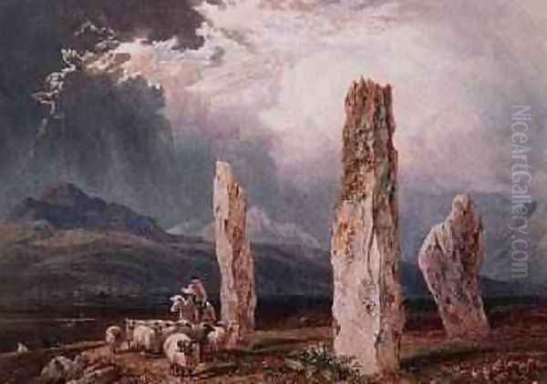 Circle of Stones at Tormore Isle of Arran 1828 Oil Painting by William Andrews Nesfield