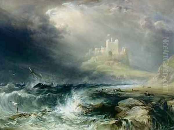 Bamburgh Castle Northumberland Oil Painting by William Andrews Nesfield