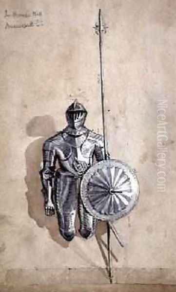 Study of a Suit of Armour in the Barons Hall Brancepeth Castle Durham by William Andrews Nesfield