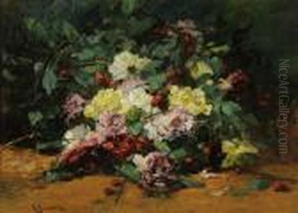 Bouquet De Fleurs Oil Painting by Georges Jeannin