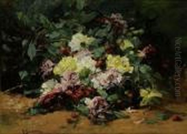 Bouquet De Fleurs Oil Painting by Georges Jeannin