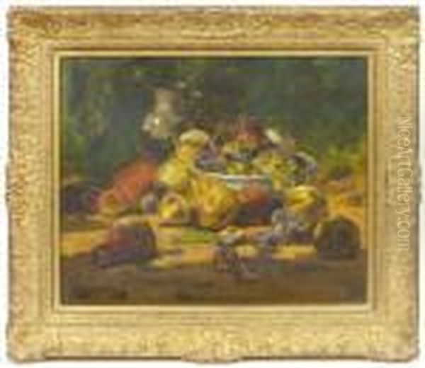 Still Ife With A Top Of Fruit. Oil Painting by Georges Jeannin