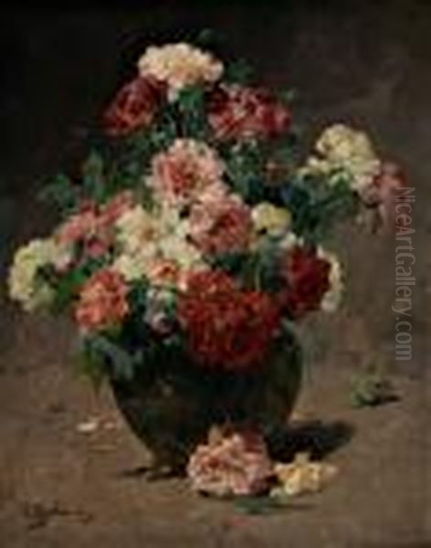 Jarra De Flores Oil Painting by Georges Jeannin