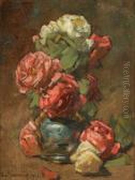 Les Roses Oil Painting by Georges Jeannin