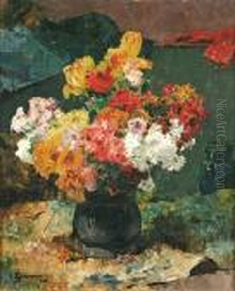 Bouquet De Fleurs Oil Painting by Georges Jeannin