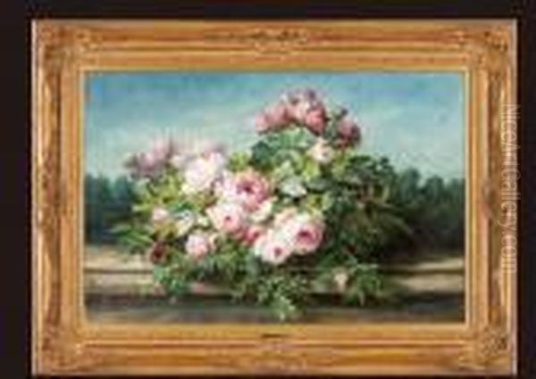 Bouquet De Roses Oil Painting by Georges Jeannin