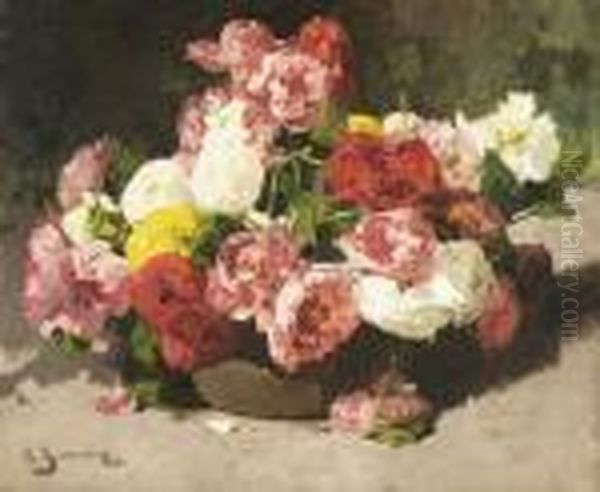 Bouquet De Pivoines Roses Et Blanches by Georges Jeannin