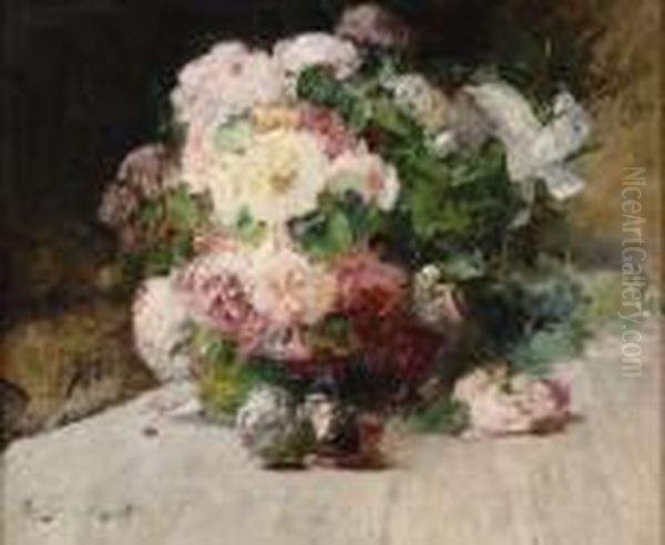 Rosenstilleben. Oil Painting by Georges Jeannin