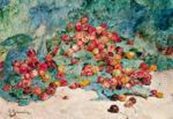 Grande Natura Morta Di Frutta Con Ciliegie Oil Painting by Georges Jeannin