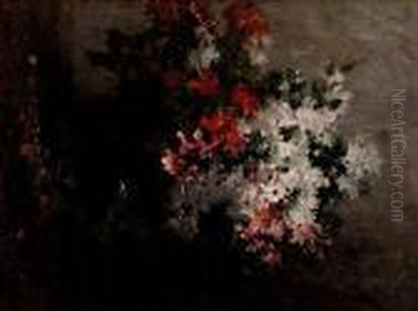 Bouquet De Fleurs Blanches Et De Roses Oil Painting by Georges Jeannin