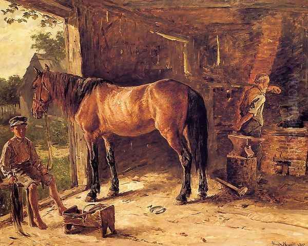 The Blacksmith Shop Oil Painting by Hugh Newell