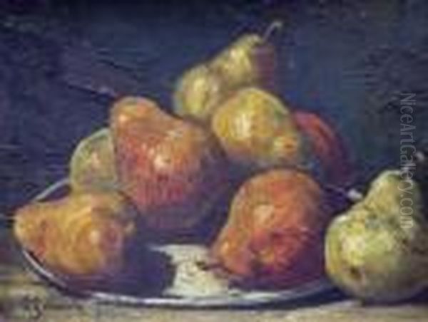 Nature Morte Au Plat De Poires. Oil Painting by Georges Jeannin