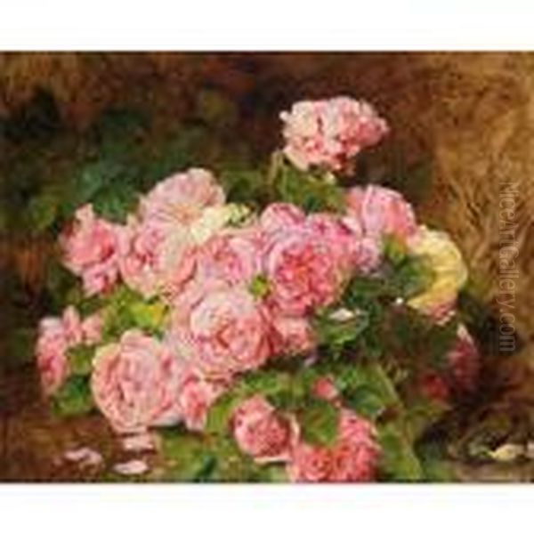 A Bunch Of Pink Peonies Oil Painting by Georges Jeannin